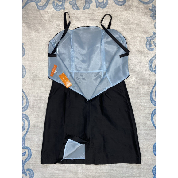 CK Bradley Dress Womens Size 10 NEW Black Mini Blue Silk Lined Scalloped Neck - Picture 4 of 10